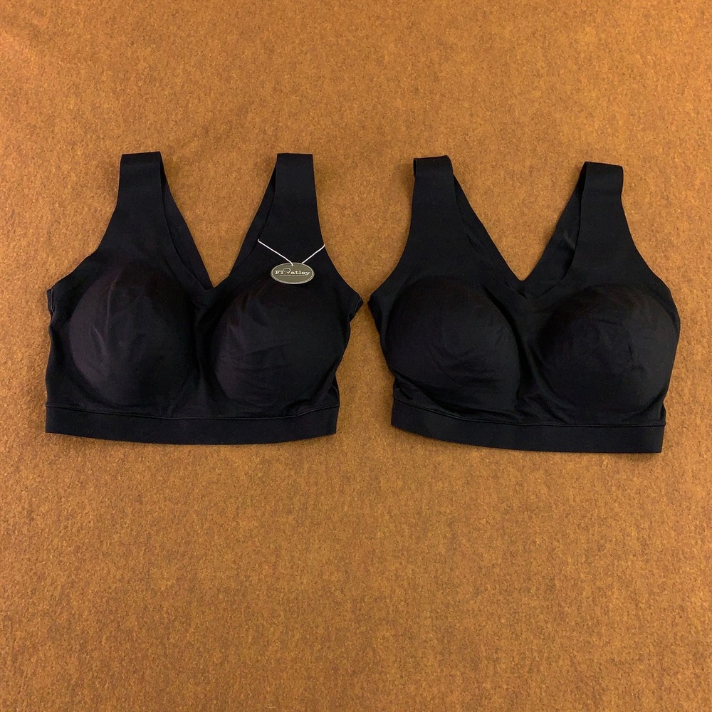 Floatley Women 2XL Black Cozy Wireless Seamless Comfort Bralette 2 Pack NWT